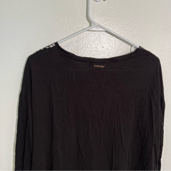 MICHAEL Michael Kors Mixed Media Blouse Black White Houndstooth L - Picture 6 of 9